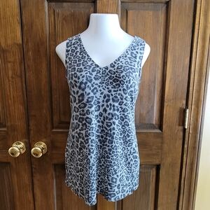 White House Black Market Sz M Black and Gray Sleeveless Dress P2P 16.5 L 30